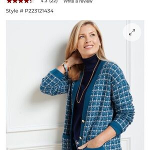 NWOT Talbots Plaid Longline Cardigan, 100% Merino Wool 3x